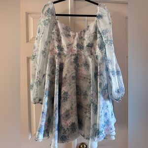 Selkie Blue & Pink Floral Organza Princess Dress Size XL